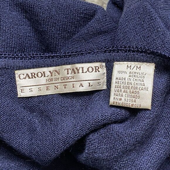 Carolyn Taylor Sweater Womens Medium Blue Cardigan Beaded Trim Open Soft Acrylic - Picture 4 of 4